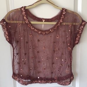 Free People Sheer Embellished Top
